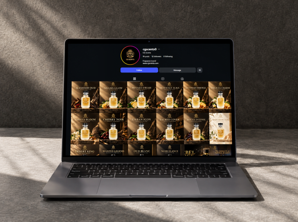 moody laptop showcasing cg scent